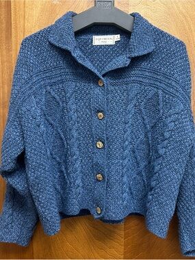 Cottagecore Cropped Cable-Knit Button Front Cardigan